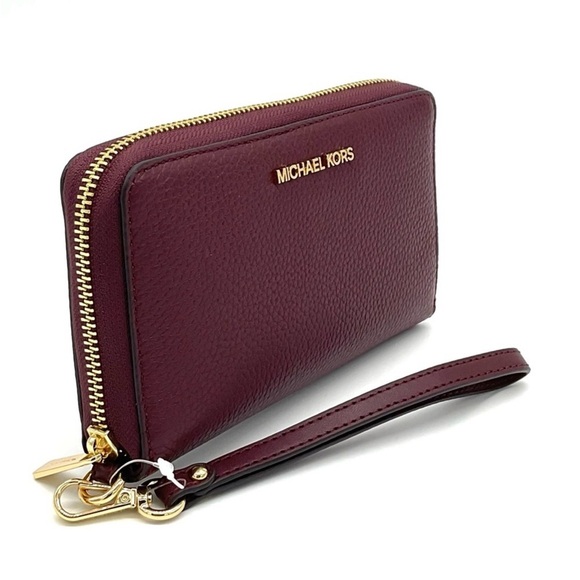 Michael Kors Large Flat Mf Phone Case Wallet Ox Blood - Picture 4 of 7